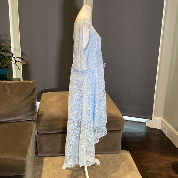 Women’s Blue Floral Lace High Low Cocktail Party Bridesmaid Dress Size XL NEW - Picture 9 of 12